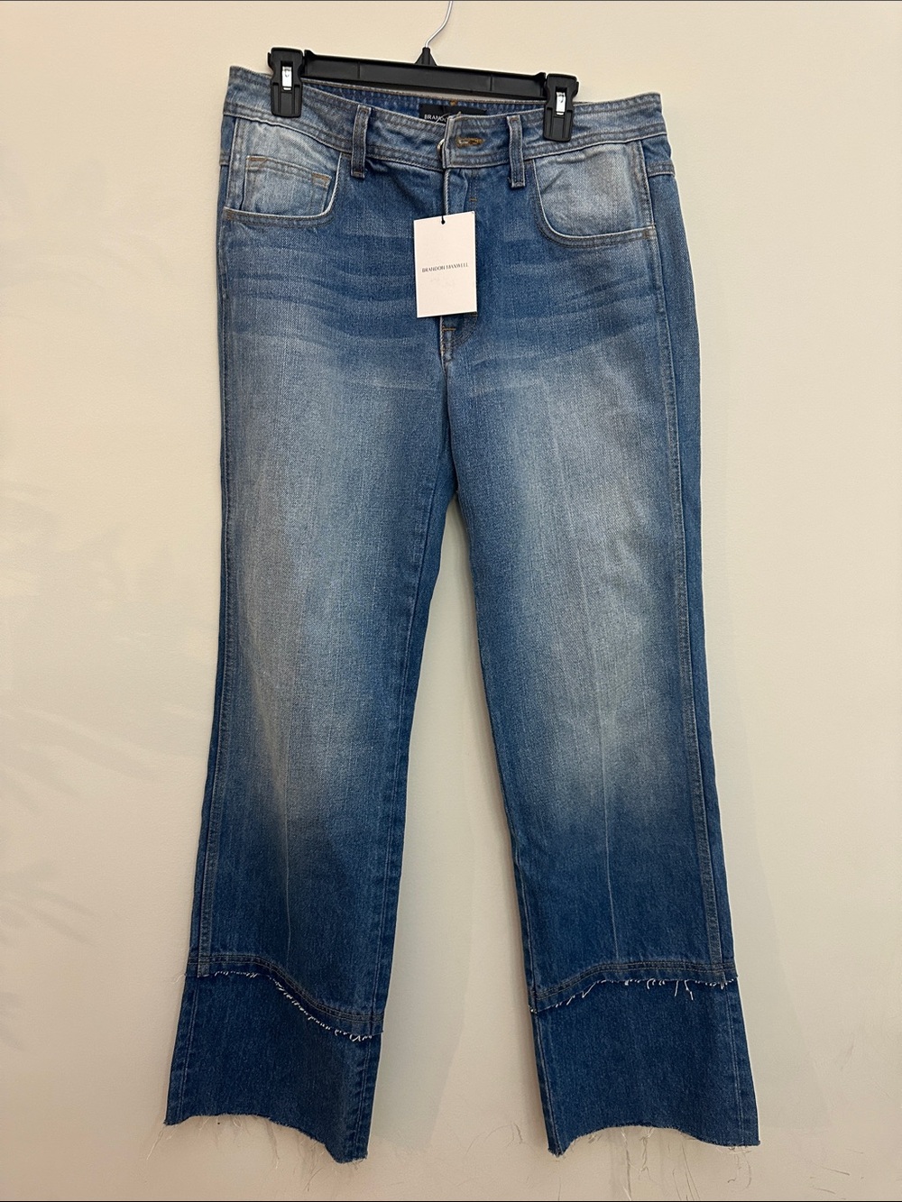 Brandon Maxwell Medium Blue Cropped Wide-Leg Jeans